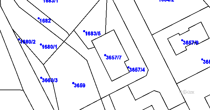 Parcela st. 3657/7 v KÚ Nový Malín, Katastrální mapa