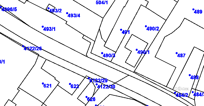 Parcela st. 490/3 v KÚ Nový Malín, Katastrální mapa