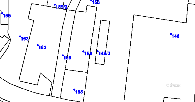 Parcela st. 149/3 v KÚ Nový Malín, Katastrální mapa