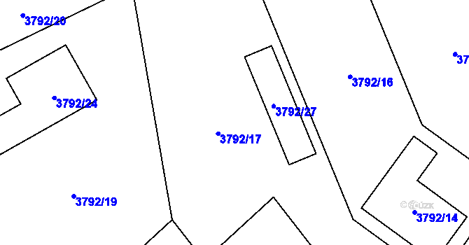 Parcela st. 3792/17 v KÚ Nový Malín, Katastrální mapa