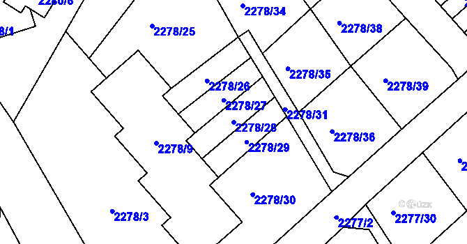 Parcela st. 2278/28 v KÚ Nový Malín, Katastrální mapa