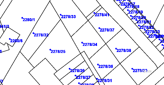 Parcela st. 2278/34 v KÚ Nový Malín, Katastrální mapa