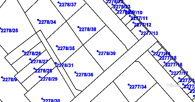 Parcela st. 2278/39 v KÚ Nový Malín, Katastrální mapa