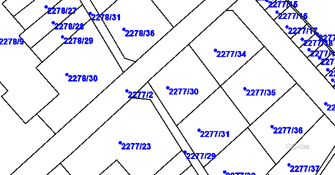 Parcela st. 2277/30 v KÚ Nový Malín, Katastrální mapa