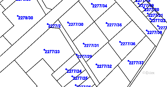 Parcela st. 2277/31 v KÚ Nový Malín, Katastrální mapa