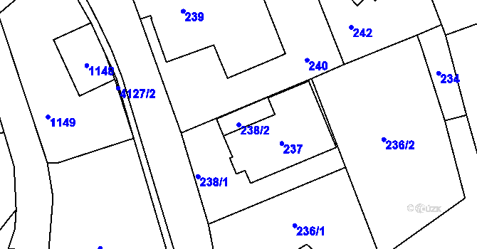 Parcela st. 238/2 v KÚ Nový Malín, Katastrální mapa