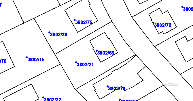 Parcela st. 3802/69 v KÚ Nový Malín, Katastrální mapa