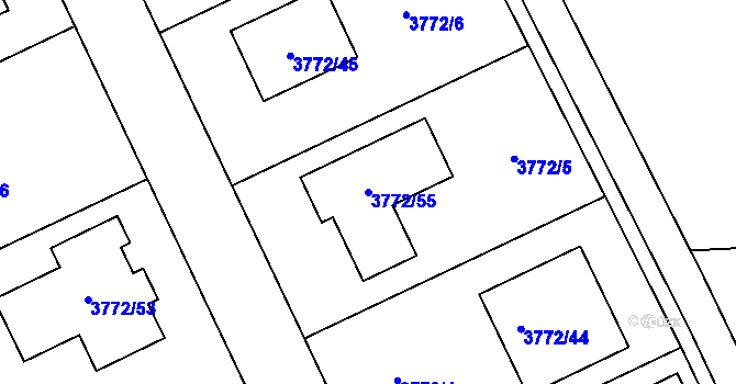 Parcela st. 3772/55 v KÚ Nový Malín, Katastrální mapa