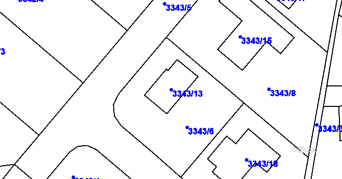 Parcela st. 3343/13 v KÚ Nový Malín, Katastrální mapa