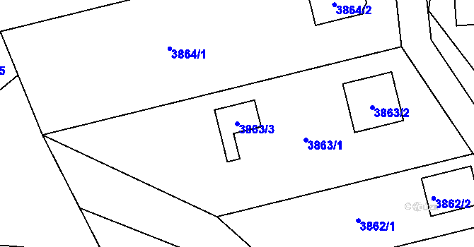 Parcela st. 3863/3 v KÚ Nový Malín, Katastrální mapa