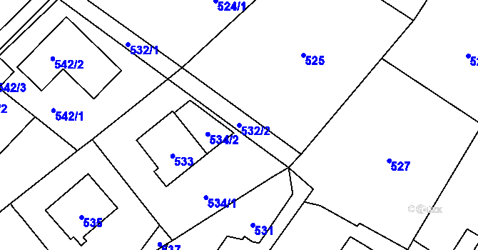 Parcela st. 532/2 v KÚ Nový Malín, Katastrální mapa
