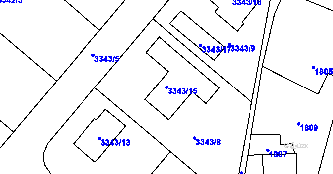 Parcela st. 3343/15 v KÚ Nový Malín, Katastrální mapa