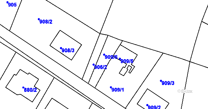 Parcela st. 909/6 v KÚ Nový Malín, Katastrální mapa