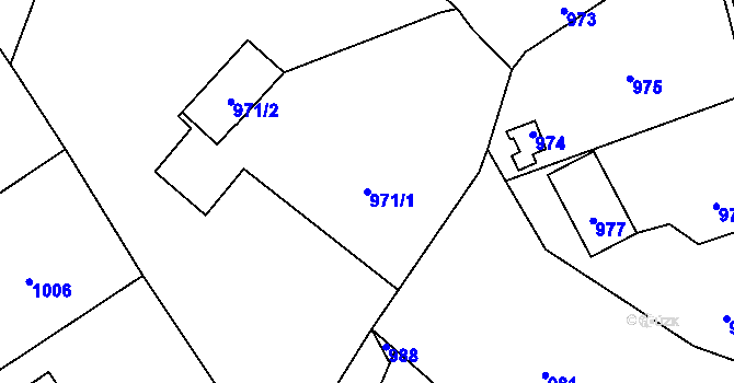 Parcela st. 971/1 v KÚ Nový Malín, Katastrální mapa