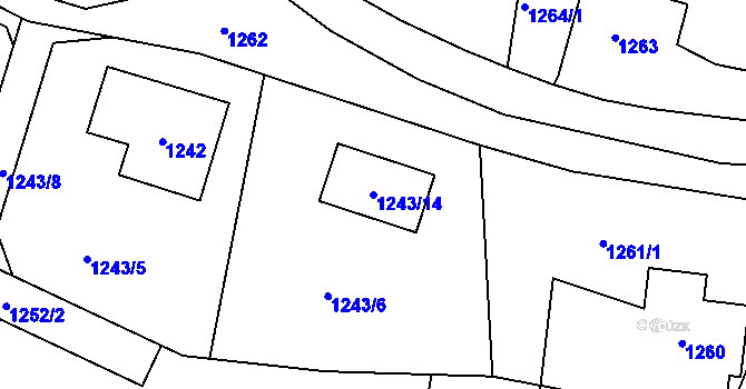 Parcela st. 1243/14 v KÚ Nový Malín, Katastrální mapa