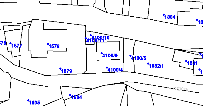 Parcela st. 4100/9 v KÚ Nový Malín, Katastrální mapa