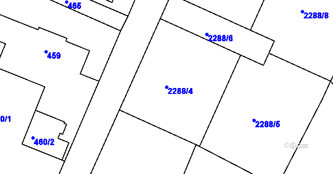 Parcela st. 2288/4 v KÚ Nový Malín, Katastrální mapa