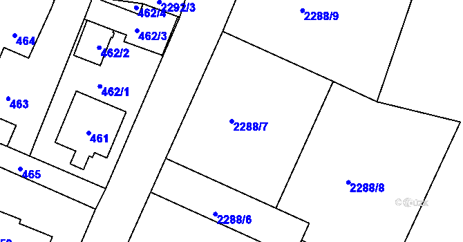 Parcela st. 2288/7 v KÚ Nový Malín, Katastrální mapa