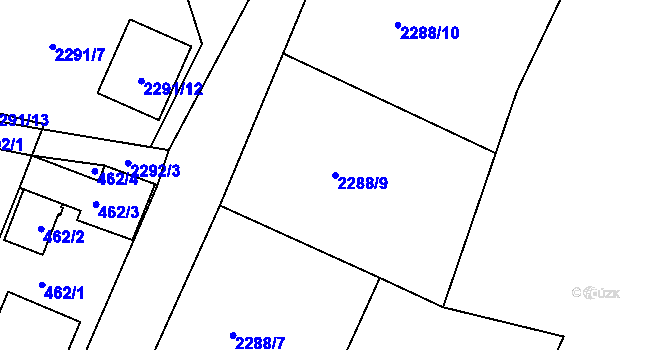 Parcela st. 2288/9 v KÚ Nový Malín, Katastrální mapa