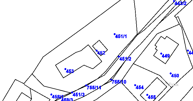 Parcela st. 452 v KÚ Mistrovice u Nového Oldřichova, Katastrální mapa