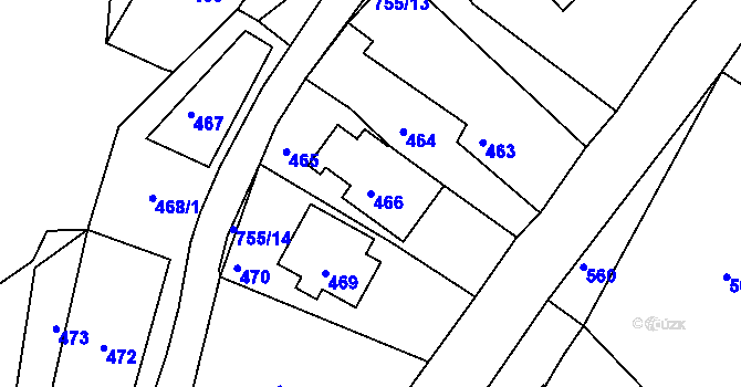 Parcela st. 466 v KÚ Mistrovice u Nového Oldřichova, Katastrální mapa