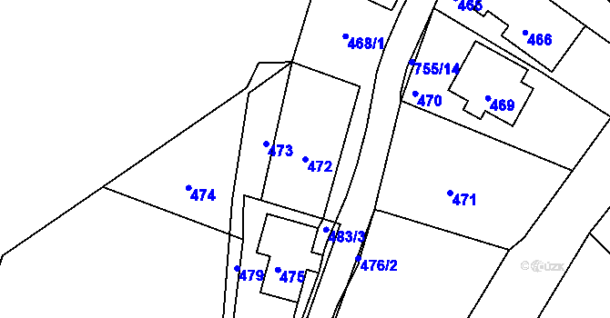 Parcela st. 472 v KÚ Mistrovice u Nového Oldřichova, Katastrální mapa