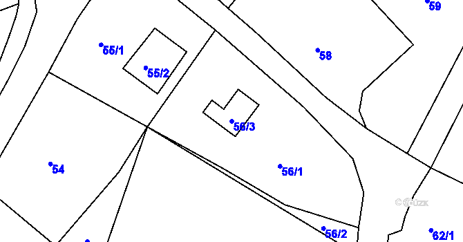 Parcela st. 56/3 v KÚ Mistrovice u Nového Oldřichova, Katastrální mapa