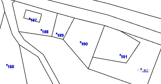 Parcela st. 190 v KÚ Nový Oldřichov, Katastrální mapa