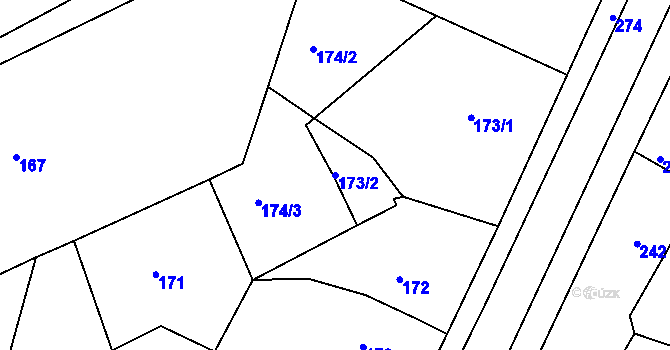 Parcela st. 173/2 v KÚ Nový Ples, Katastrální mapa
