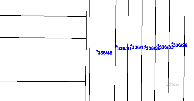 Parcela st. 336/45 v KÚ Nový Ples, Katastrální mapa