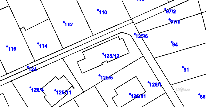Parcela st. 125/12 v KÚ Nový Poddvorov, Katastrální mapa