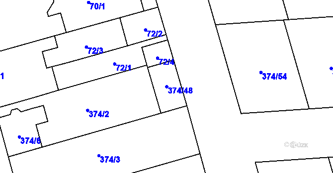 Parcela st. 374/48 v KÚ Nový Poddvorov, Katastrální mapa