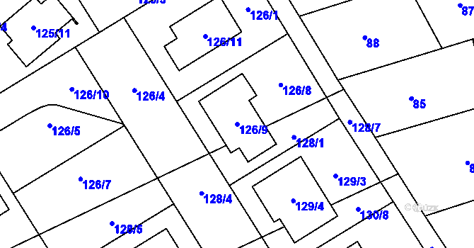 Parcela st. 126/9 v KÚ Nový Poddvorov, Katastrální mapa