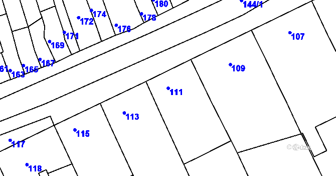 Parcela st. 111 v KÚ Nový Poddvorov, Katastrální mapa