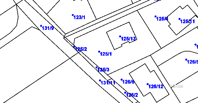 Parcela st. 125/1 v KÚ Nový Poddvorov, Katastrální mapa