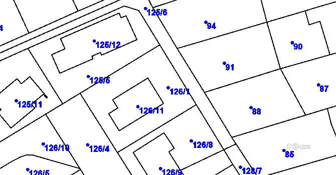 Parcela st. 126/1 v KÚ Nový Poddvorov, Katastrální mapa