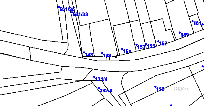 Parcela st. 149 v KÚ Nový Poddvorov, Katastrální mapa