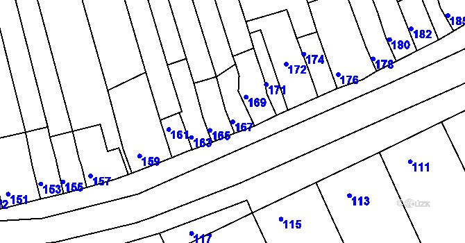 Parcela st. 167 v KÚ Nový Poddvorov, Katastrální mapa