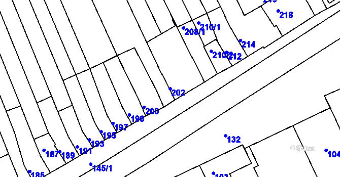 Parcela st. 202 v KÚ Nový Poddvorov, Katastrální mapa