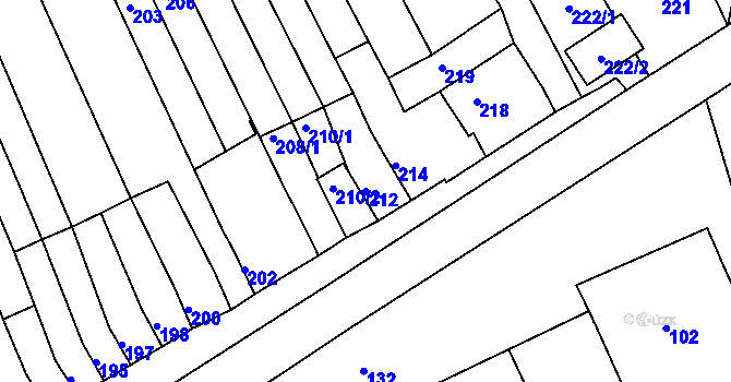 Parcela st. 212 v KÚ Nový Poddvorov, Katastrální mapa
