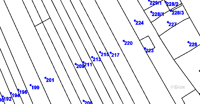 Parcela st. 215 v KÚ Nový Poddvorov, Katastrální mapa
