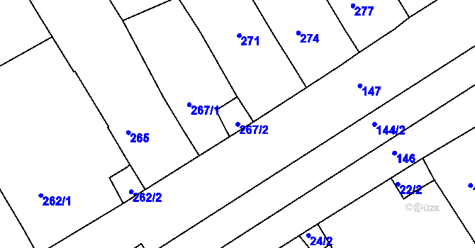 Parcela st. 267/2 v KÚ Nový Poddvorov, Katastrální mapa