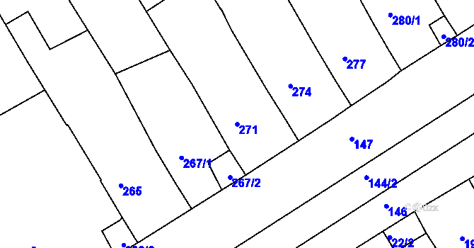 Parcela st. 271 v KÚ Nový Poddvorov, Katastrální mapa