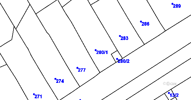 Parcela st. 280/1 v KÚ Nový Poddvorov, Katastrální mapa