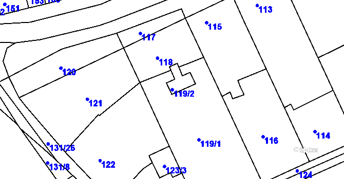 Parcela st. 119/2 v KÚ Nový Poddvorov, Katastrální mapa