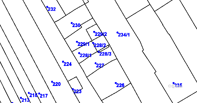 Parcela st. 228/3 v KÚ Nový Poddvorov, Katastrální mapa