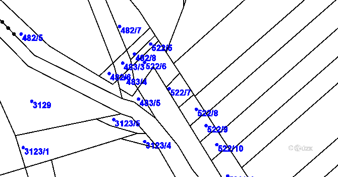 Parcela st. 522/7 v KÚ Nový Poddvorov, Katastrální mapa
