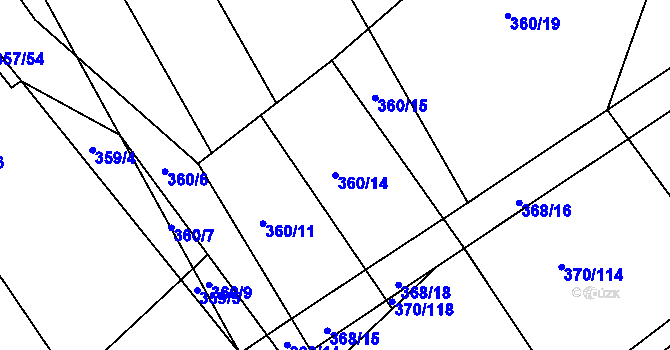 Parcela st. 360/14 v KÚ Nový Poddvorov, Katastrální mapa