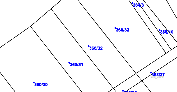 Parcela st. 360/32 v KÚ Nový Poddvorov, Katastrální mapa