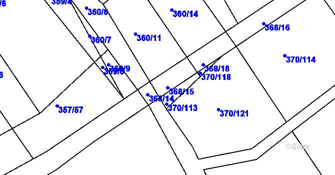 Parcela st. 368/15 v KÚ Nový Poddvorov, Katastrální mapa